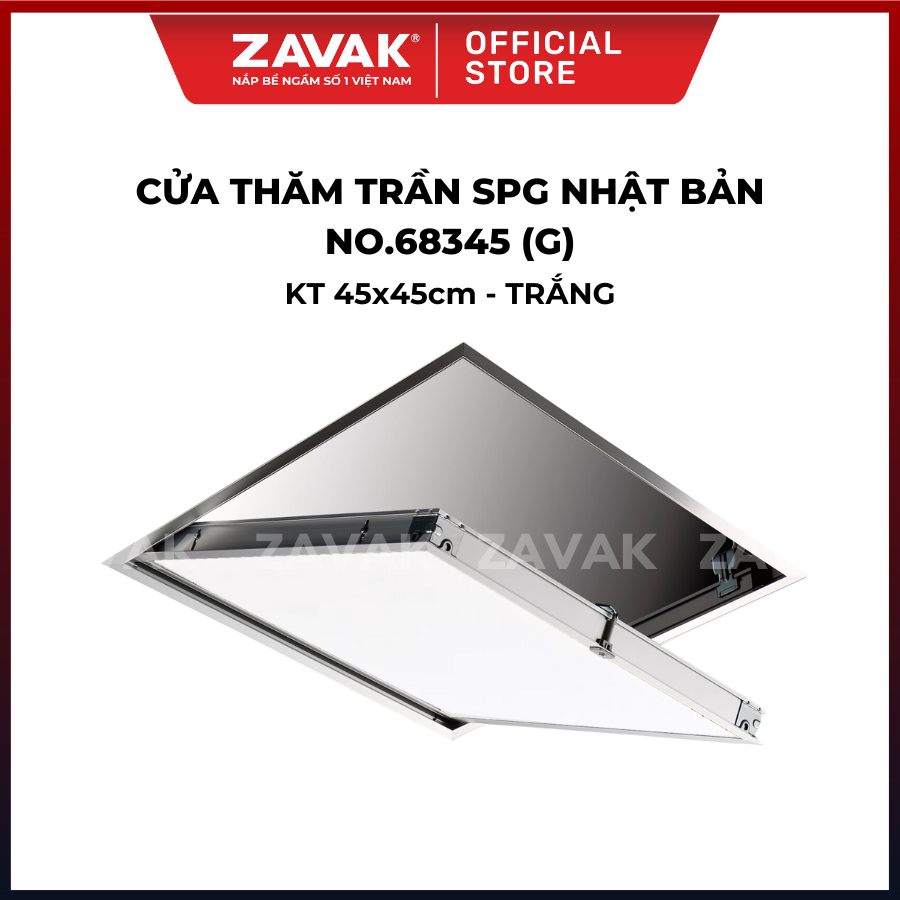 Cửa thăm trần spg nhật bản no.68345 45cm, màu trắng, chất liệu nhôm, cửa mở bản lề