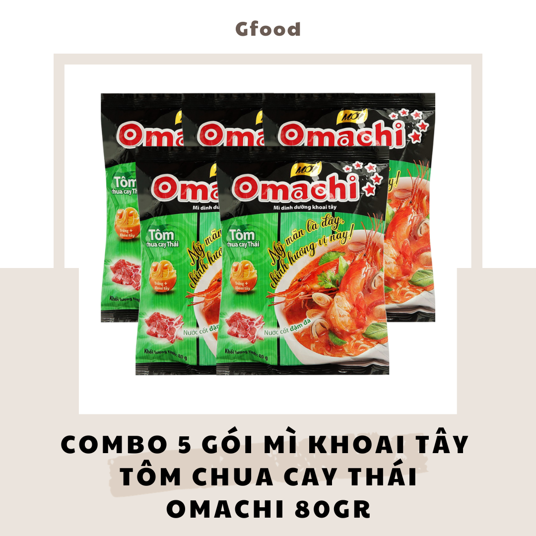 [COMBO 5 GÓI] Omachi Mì Khoai Tây Tôm Chua Cay Thái 80gr