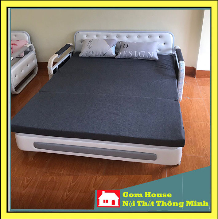 Sofa giường. Giường sofa Gấp Gọn Thành Ghế Đa Năng bản nâng Cấp. Sofa Giường 1,5 m có ngăn chứa đồ tặng 2 gối