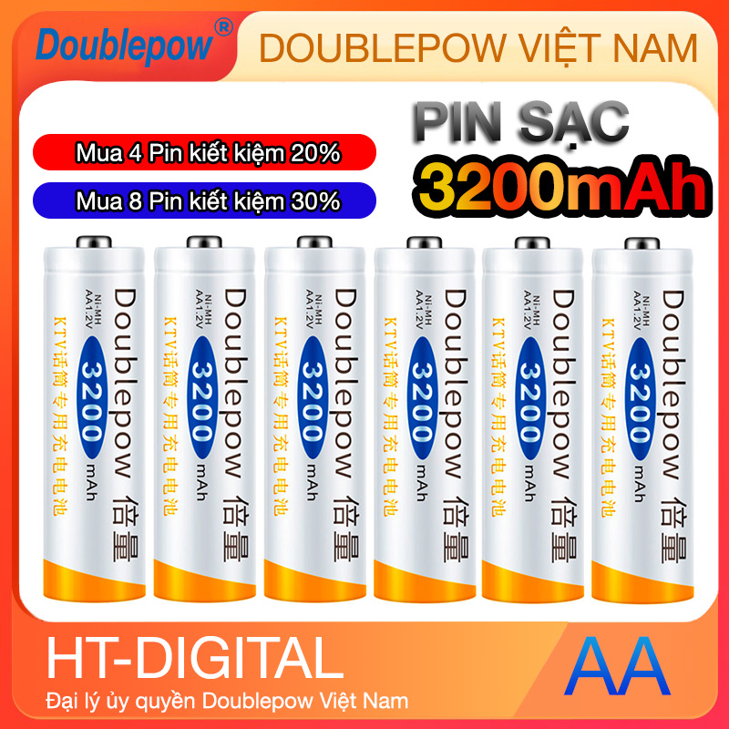 Bộ 4 pin sạc AA 3200mAh Doublepow công suất lớn chuyên karaoke gia đình là một sản phẩm vô cùng hữu ích và tiện dụng cho những đồ dùng điện tử gia đình như pin micro karaoke…