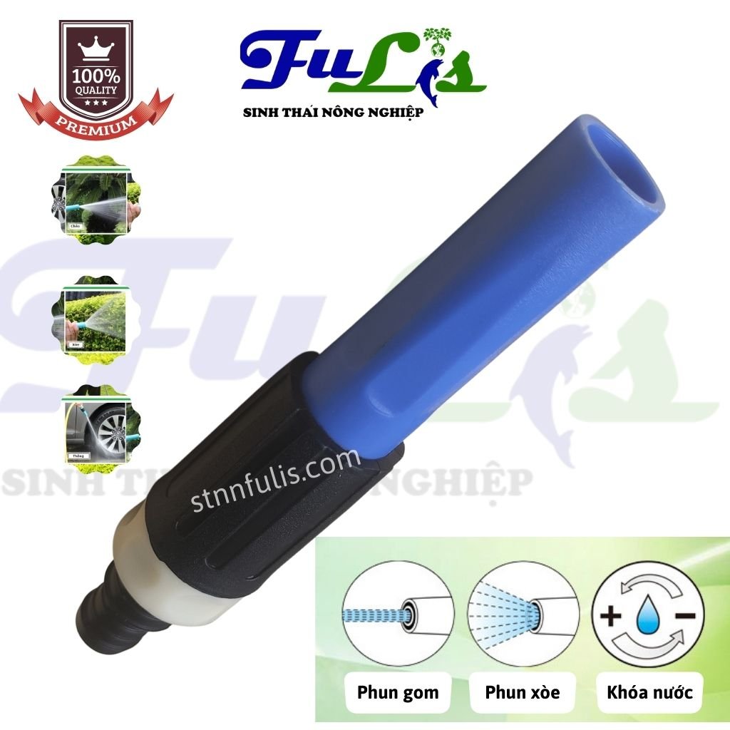 VÒI RỬA XE, TƯỚI CÂY NHỰA ABS CHẤT LƯỢNG (Màu Trắng Xanh, Dùng ống nhựa nối phi 16 - 21mm)