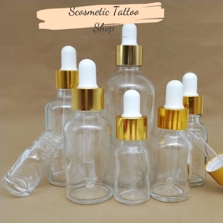 Chai chiết tinh dầu thủy tinh 15ml/20ml/30ml bóp giọt khoen vàng - lọ đựng tinh dầu - lọ đựng serum nắp bóp