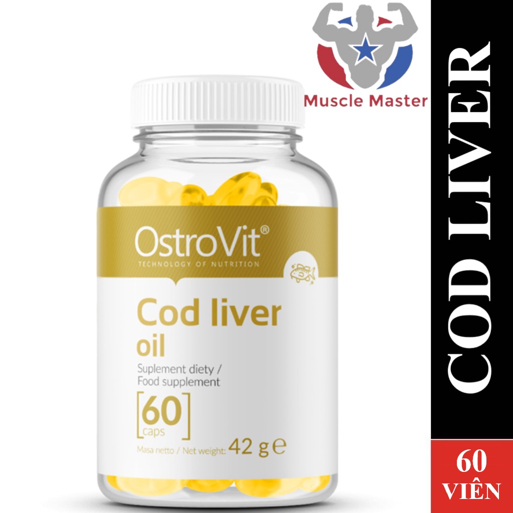 [HCM]Viên Dầu Cá + Vitamin A D Ostrovit Cod Liver 60 Viên