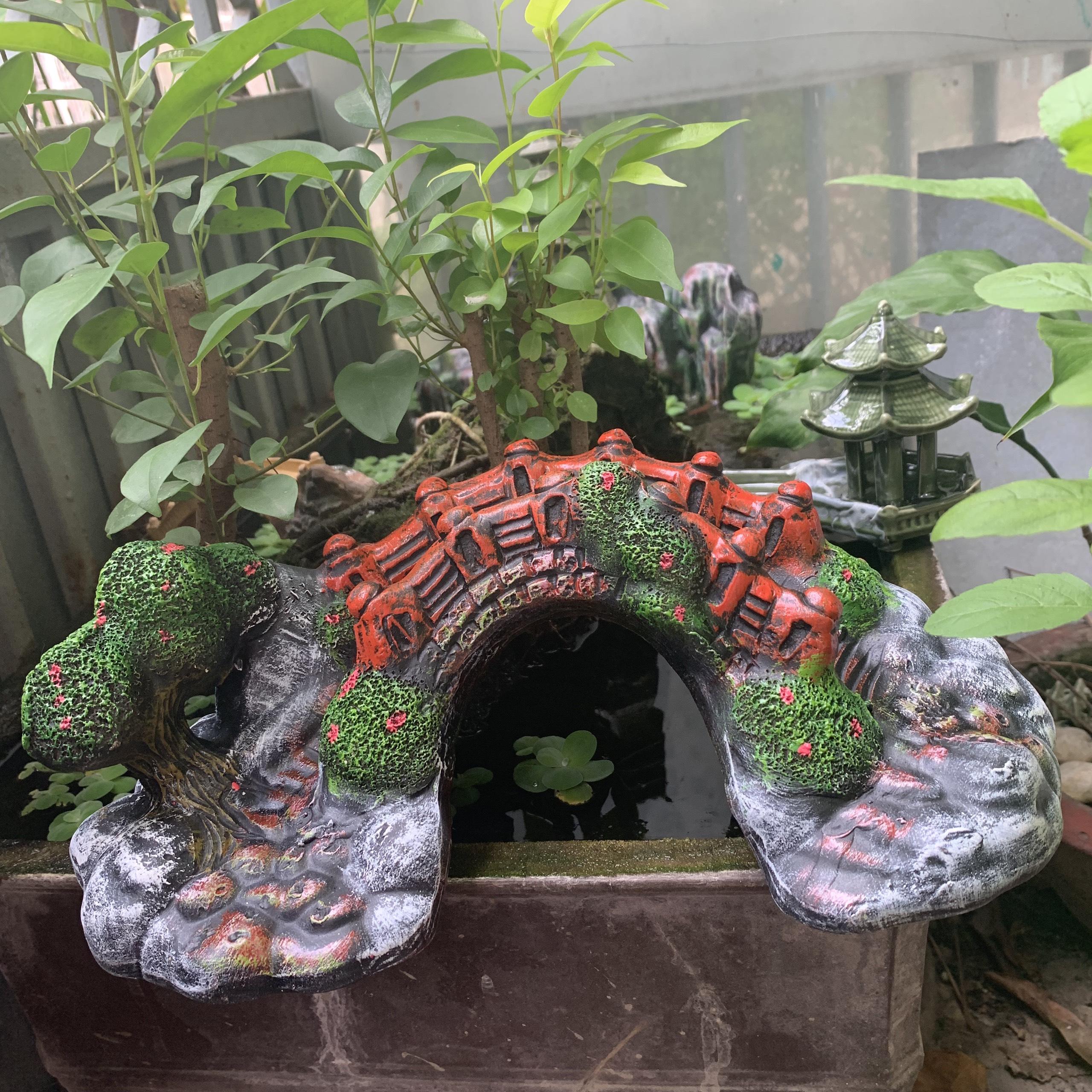 Cây Cầu Giả Gỗ size Lớn Trang Trí Hồ Cá,Bể Cá-Hòn Non Bộ