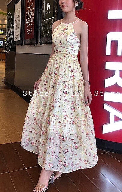 🥰 Đầm maxi voan nơ lưng sau