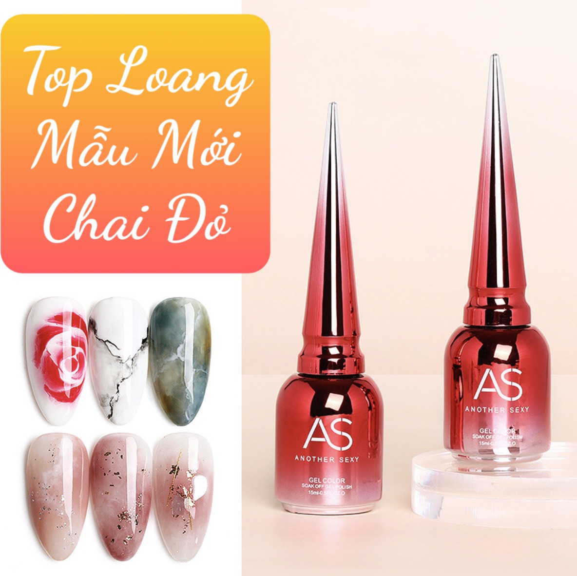 Sơn gel top loang as 15ml chính hãng