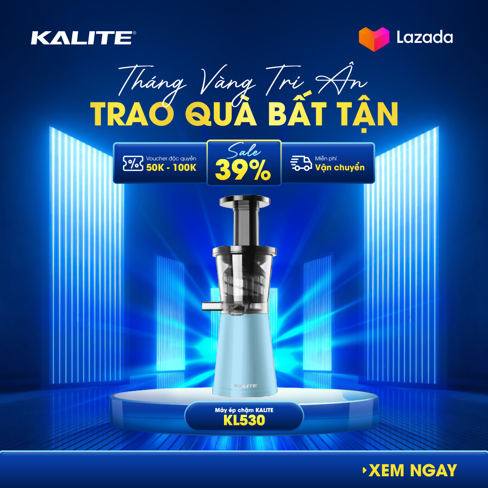 Máy ép chậm Kalite KL-530 công suất 200W tốc độ ép 60 vòng/phút, ép trái cây, rau củ kiệt bã tới 90% - Bảo hành 12 tháng