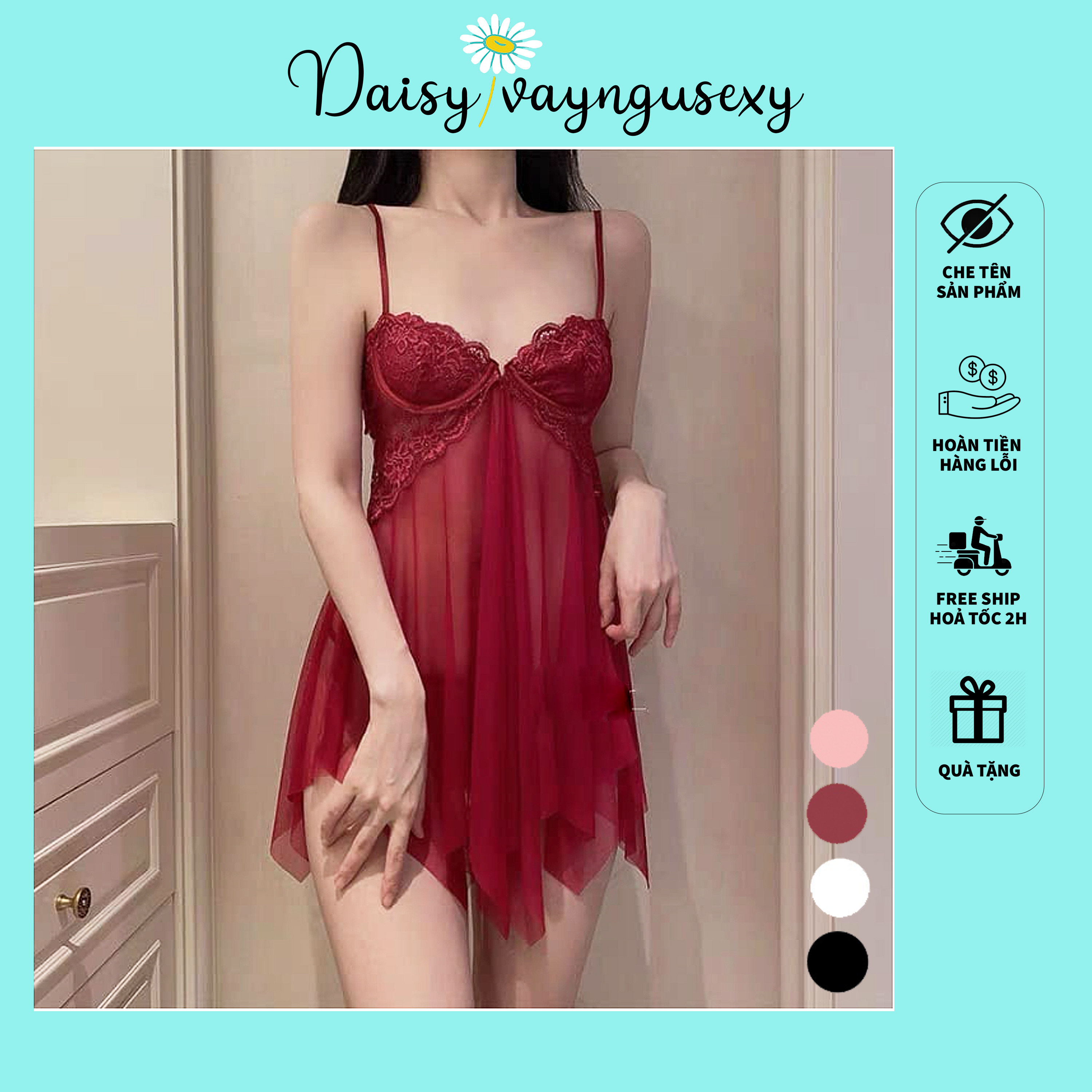 Váy ngủ sexy hở ngực quyến rũ, Đồ ngủ nữ hai dây sexy gợi cảm