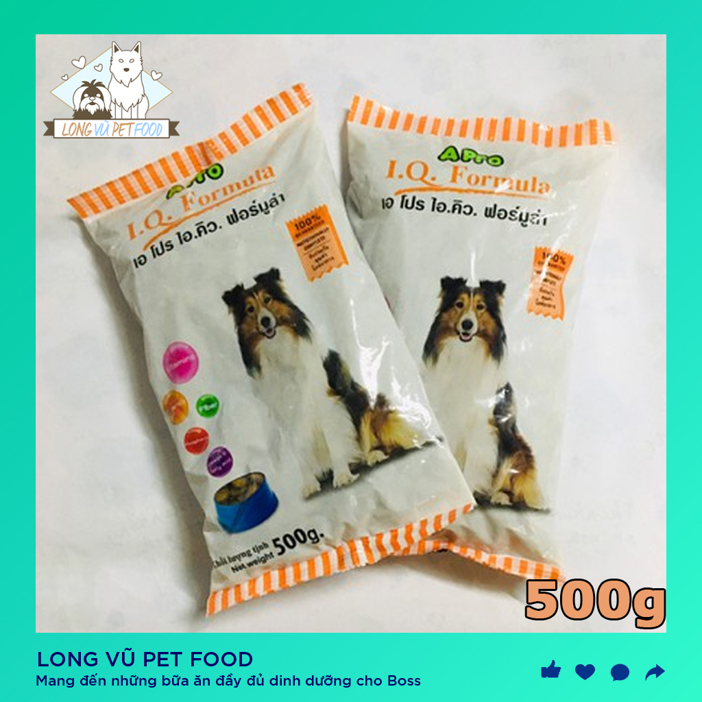 Thức ăn hạt khô cho chó apro iq formula 500g - thức ăn cho chó, hạt cho chó apro - long vũ pet food