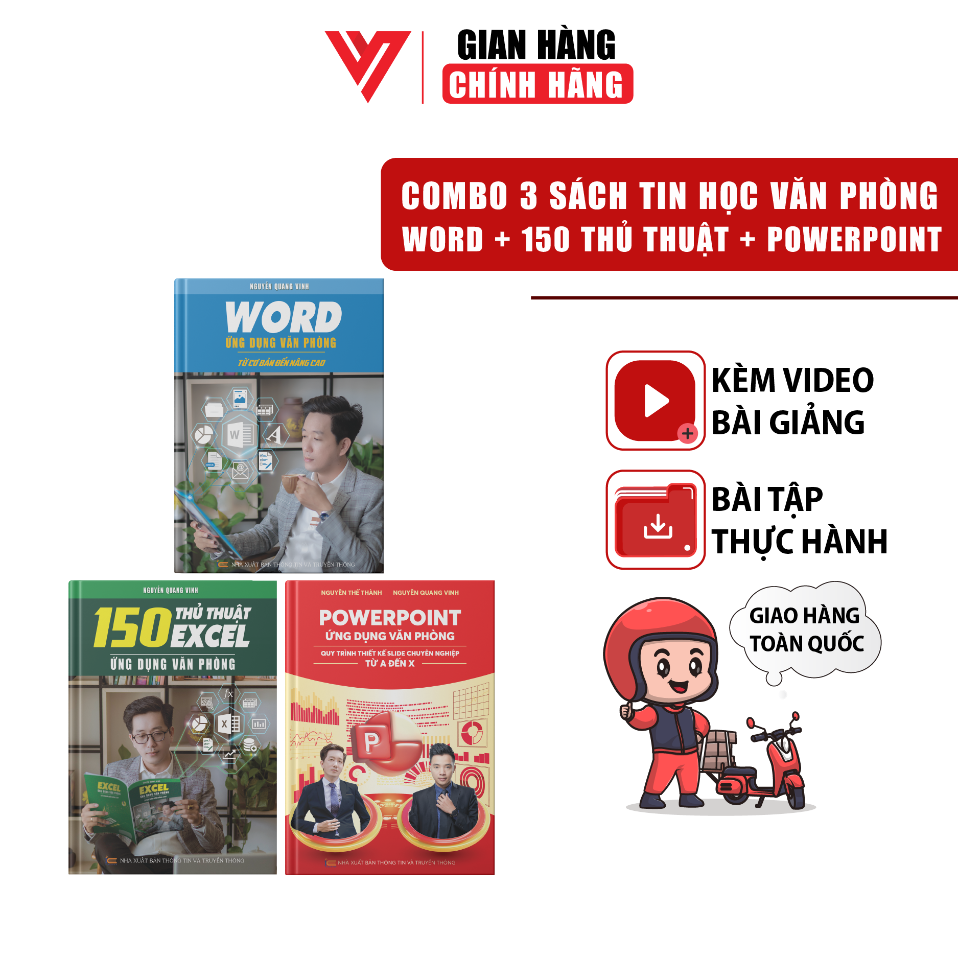Combo 3 sách word - 150 thủ thuật excel - power point đào tạo tin học ứng dụng văn phòng kèm video hướng dẫn