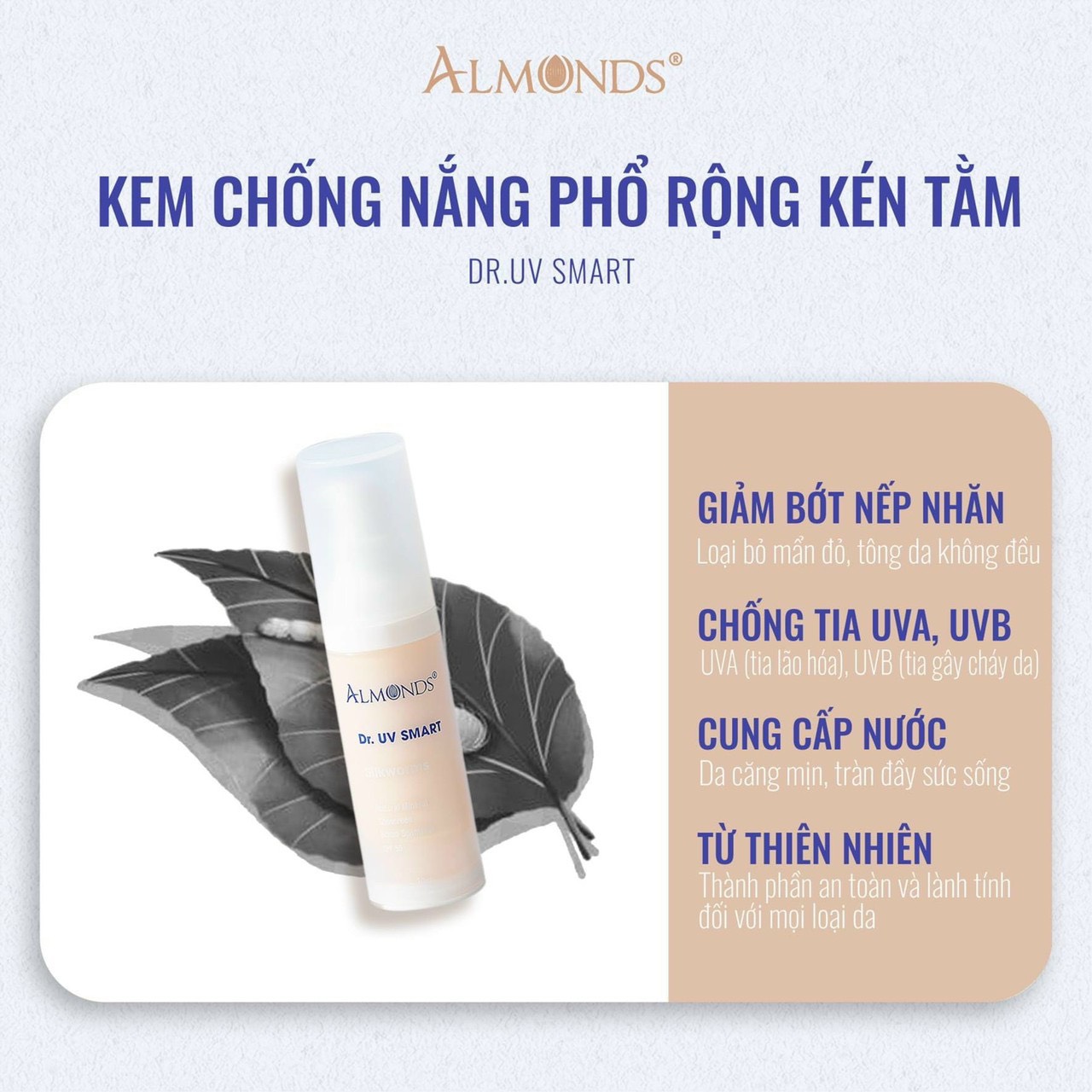 Sữa chống nắng kén tằm almonds_dr.uv smart silk 30g