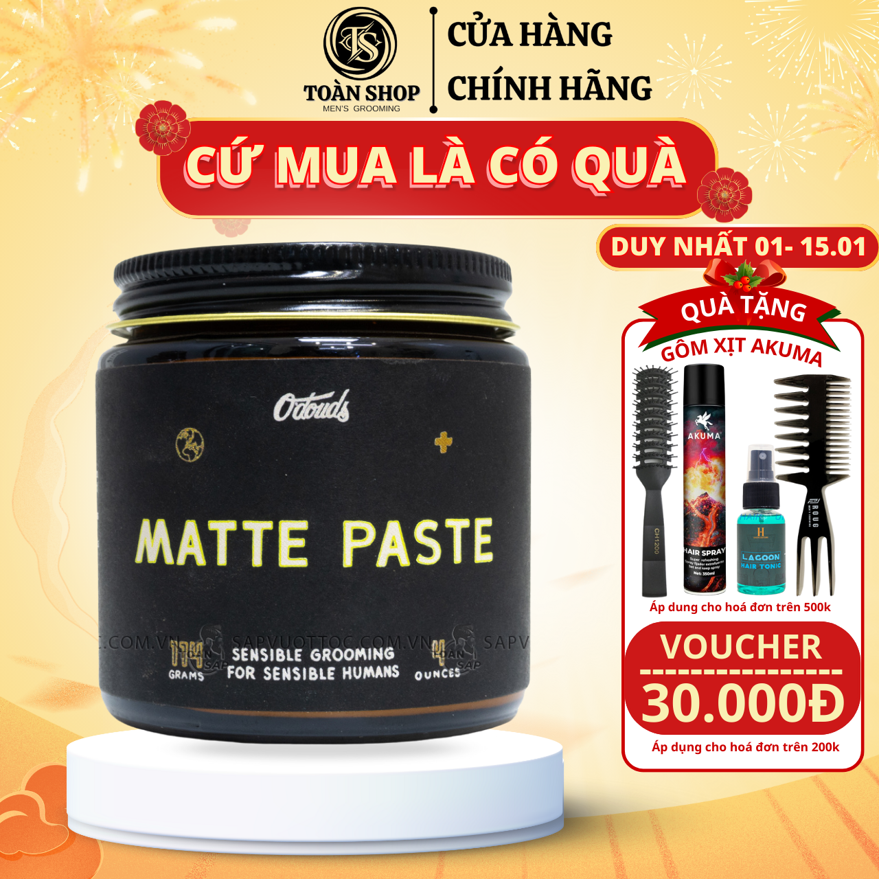 [Chính Hãng USA ] Sáp vuốt tóc o’douds Matte Paste 4.oz 114gr - new 2024 + Quà Tặng