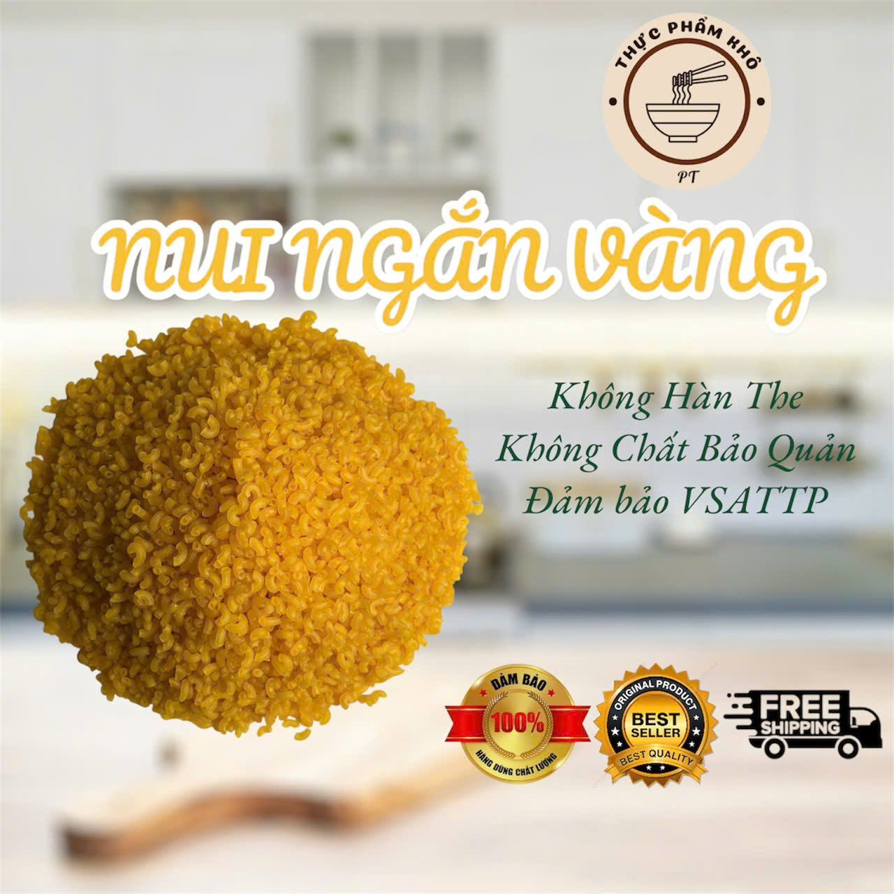 [PT04]-Nui Ngắn Vàng Ptfood Dai, Mềm Ngon, Không Chất Bảo Quản