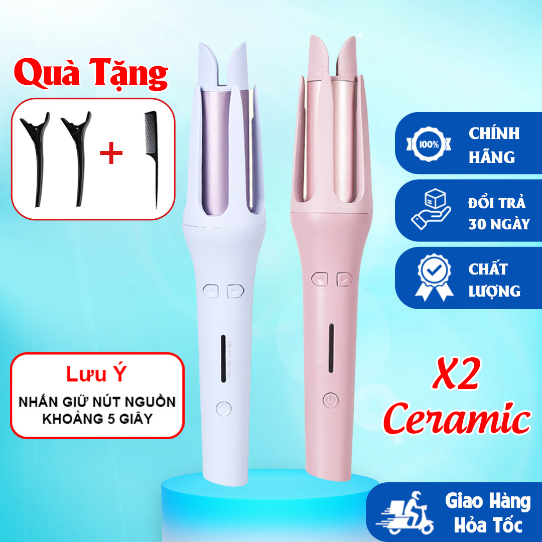 Máy uốn tóc làm xoăn xoay tự động 360 độ hàng chính hãng bảo hành 6 tháng.