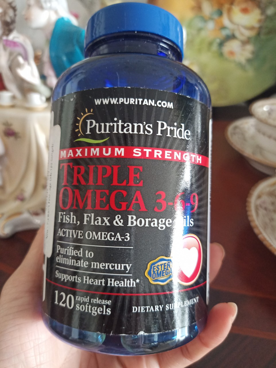Lọ 120 viên date 11/2025 viên uống bổ mắt, não, tim mạch puritan’s pride omega 369 fish & flax & borage oil lọ 120 viên