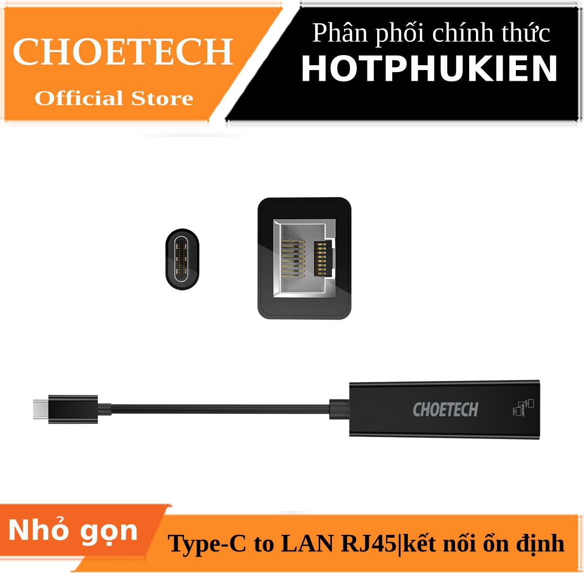 Hub chuyển type-c 3.1 ra cổng lan rj45 thương hiệu choetech hub-r01 cho điện thoại macbook - phân phối bởi hotpukien