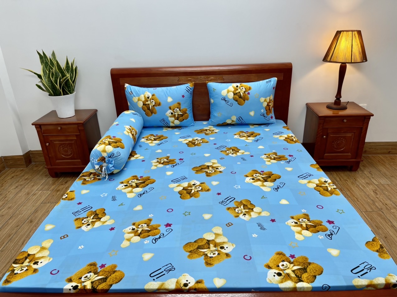 Bộ ga trải gường thun lạnh in 3D cao cấp nệm dày 20-25cm