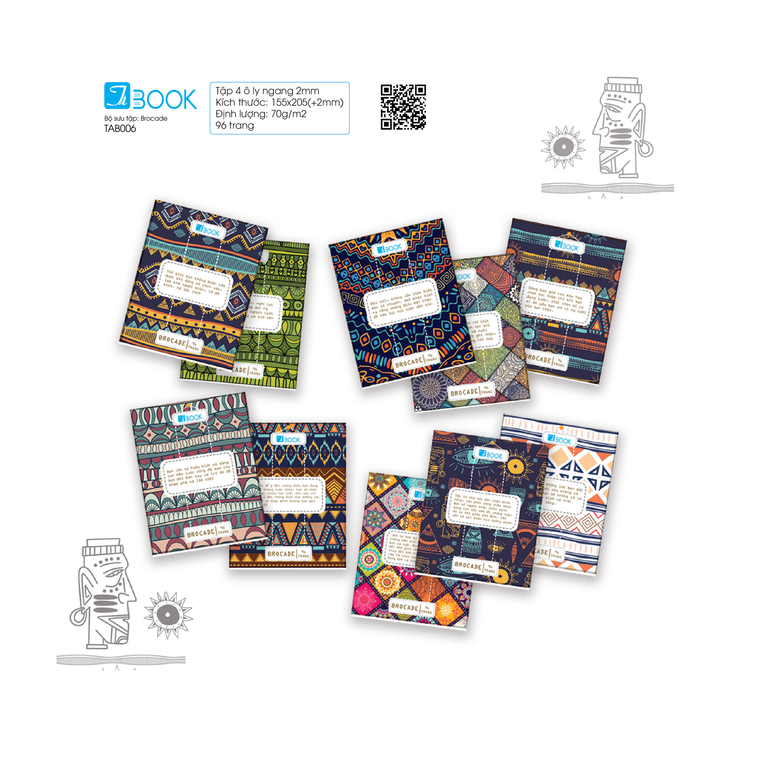 [HCM]10 cuốn Tập học sinh Brocade hiệu Tabook, 96 trang ĐL70, kẻ ngang (TAB006b)