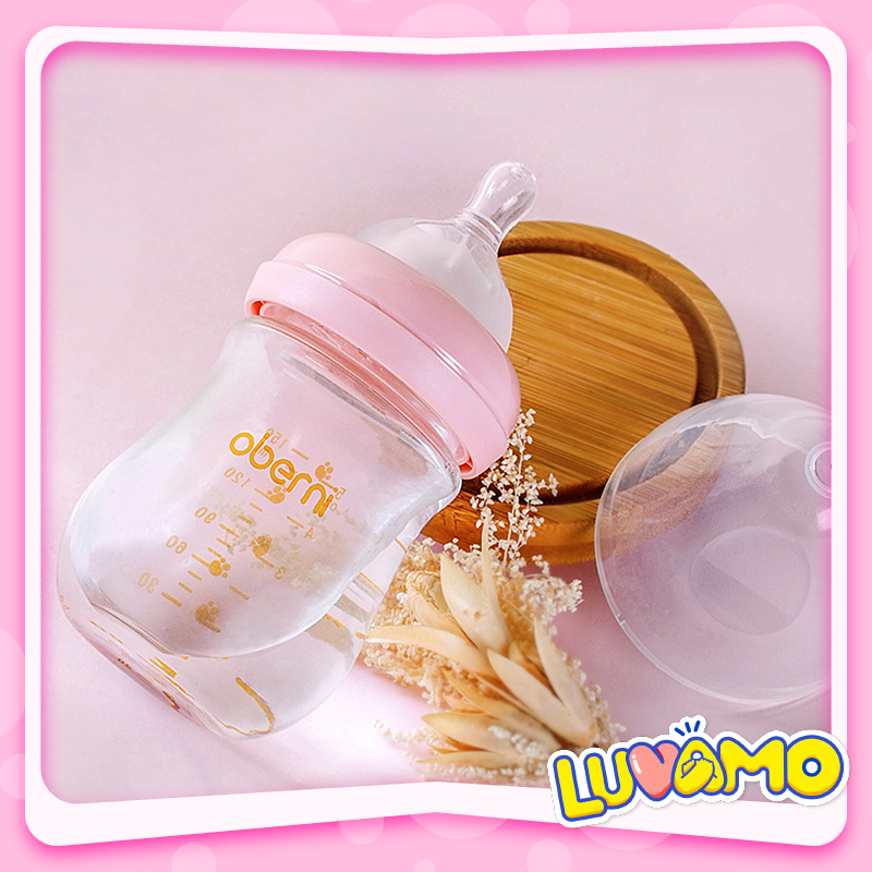 Bình Sữa Sơ Sinh Oberni Cho Bé Tập Bú Bình Thủy Tinh Borosilicate Cao Cấp Chống Sốc Nhiệt 150Ml Ds05