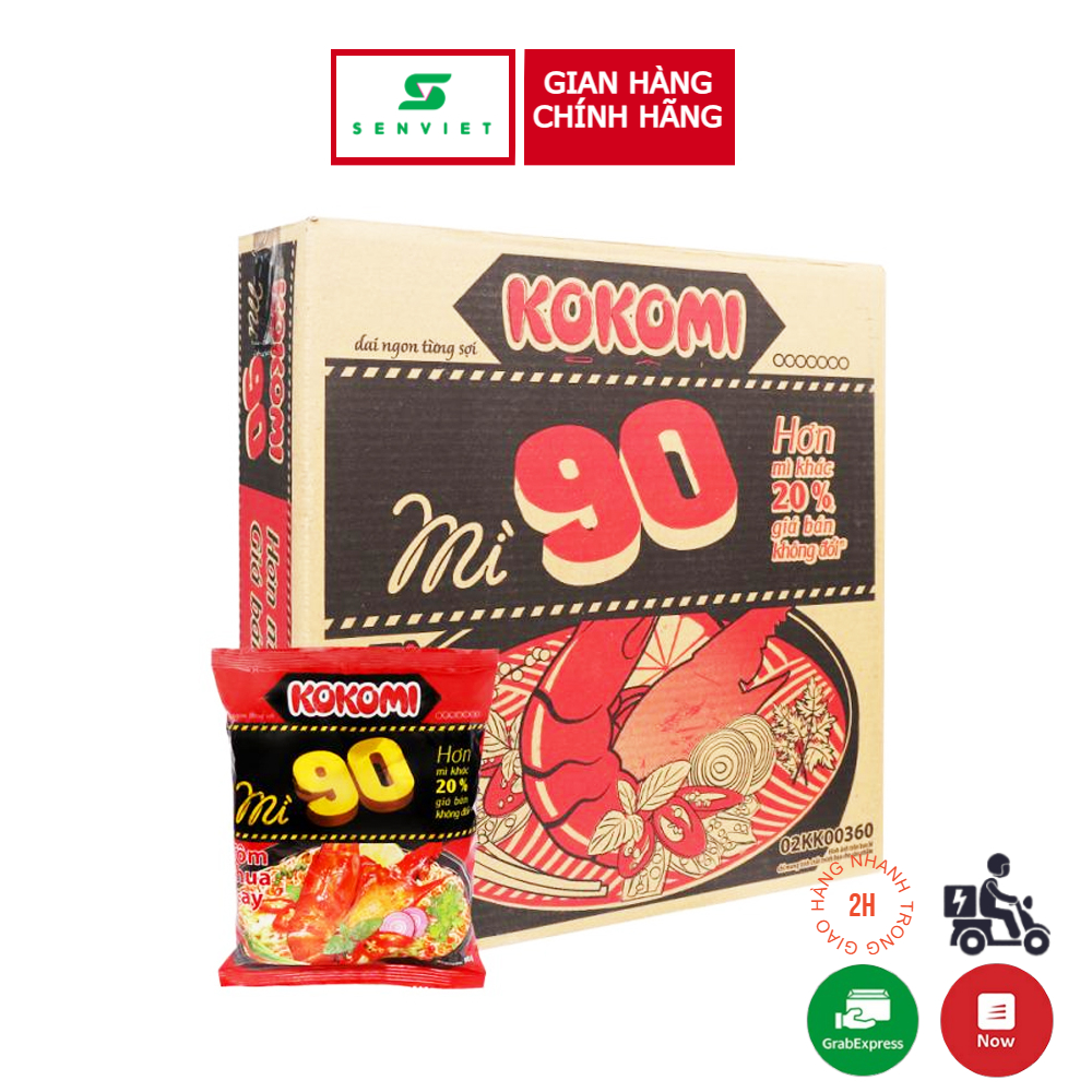 Thùng mì kokomi đại 90 tôm chua cay 30 gói x 90gr