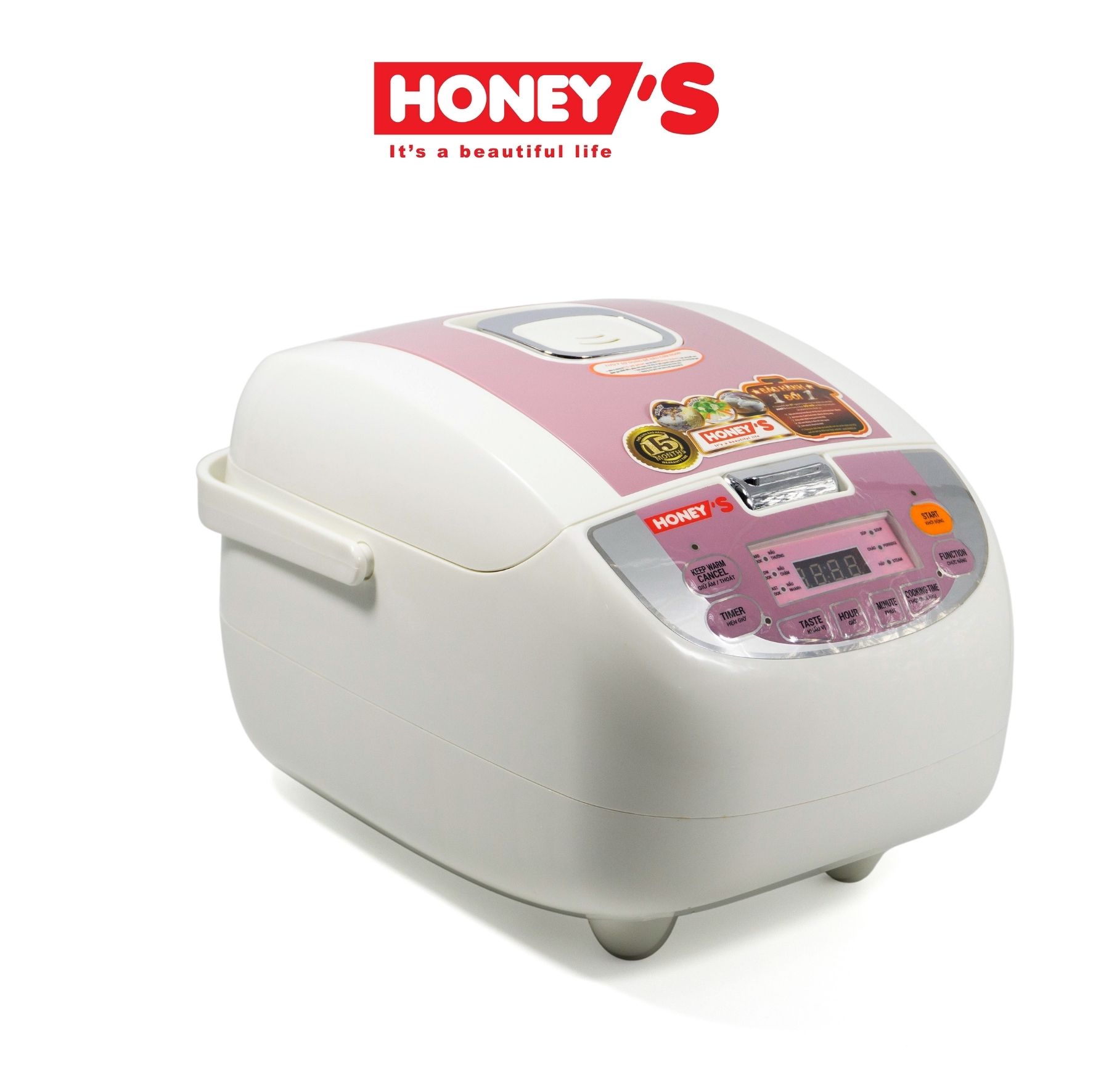 Nồi cơm điện honey's ho-rc704-d18 1.8l, chip cảm biến giúp cơm ngon, giữ ấm cơm đến 12h, đa dạng món ăn, tiết kiệm điện