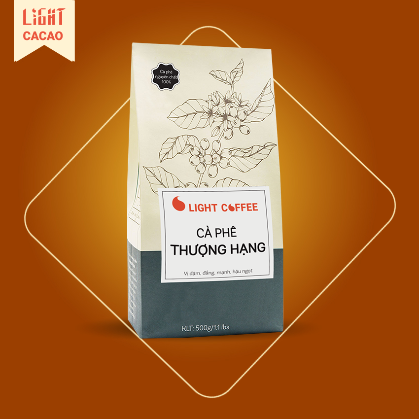 [HCM]Cà phê Robusta Thượng Hạng Light Coffee rang xay nguyên chất 500g - Rang medium Light Coffee