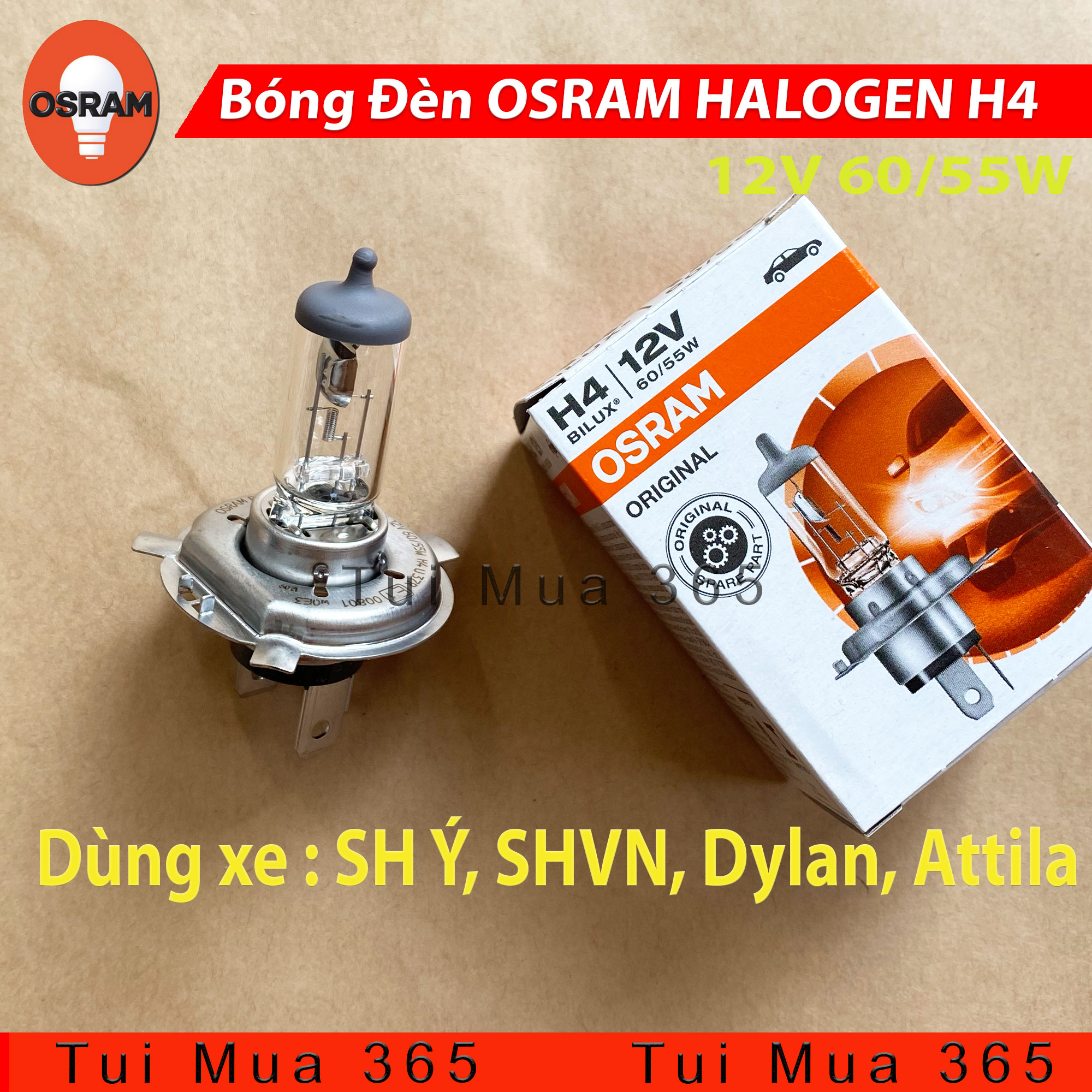 Bóng đèn halogen osram h4 sh ý shvn dylan attila - 100% hàng chính hãng