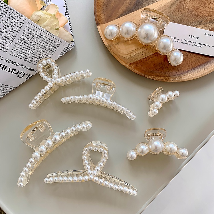 Kẹp Tóc Càng Cua Đính Ngọc Trai Nhân Tạo Hottrend Phong Cách Ulzzang Vintage