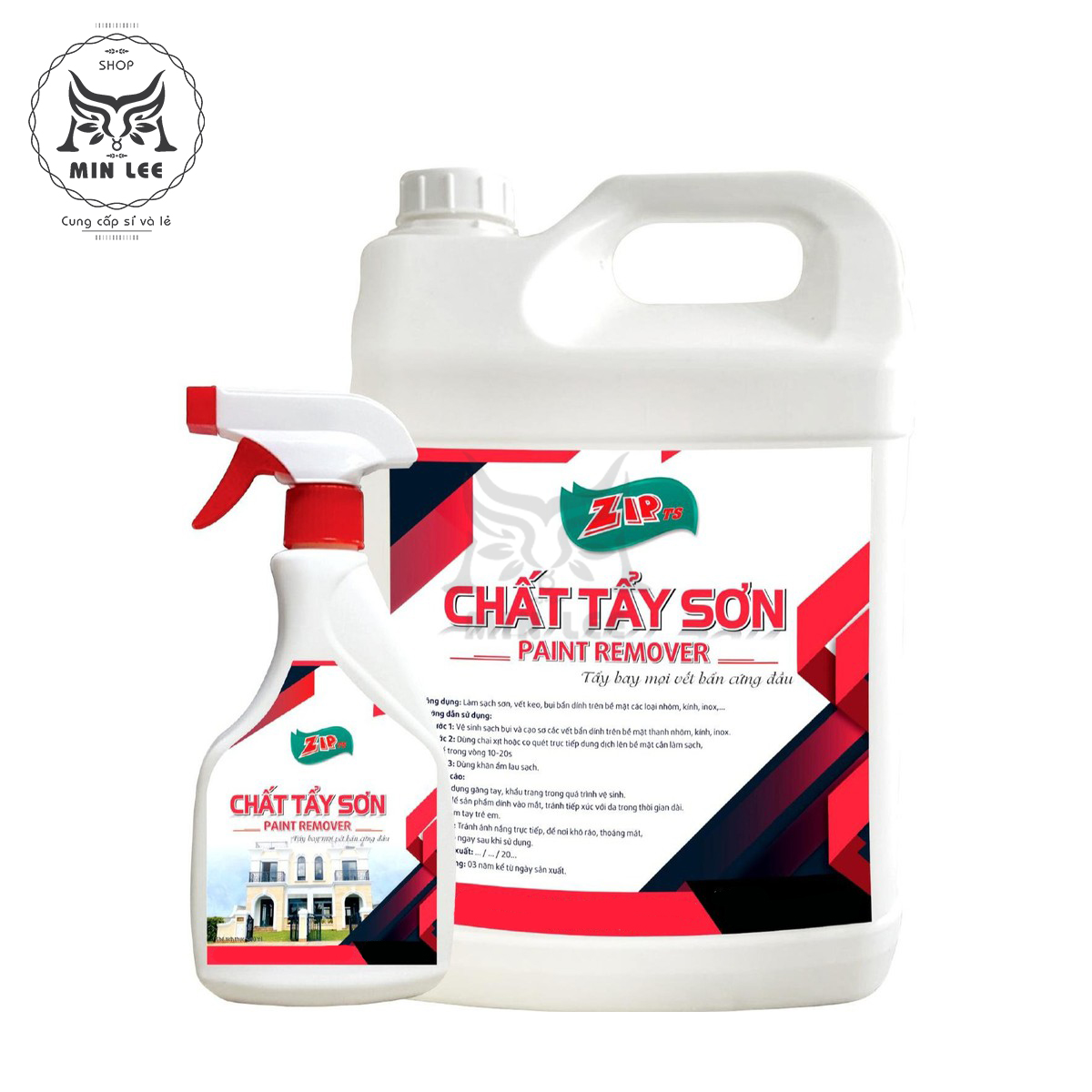 Chất tẩy sơn Zippro 5lít, Tẩy sơn trên cửa nhôm, tẩy bã băng keo trên kính
