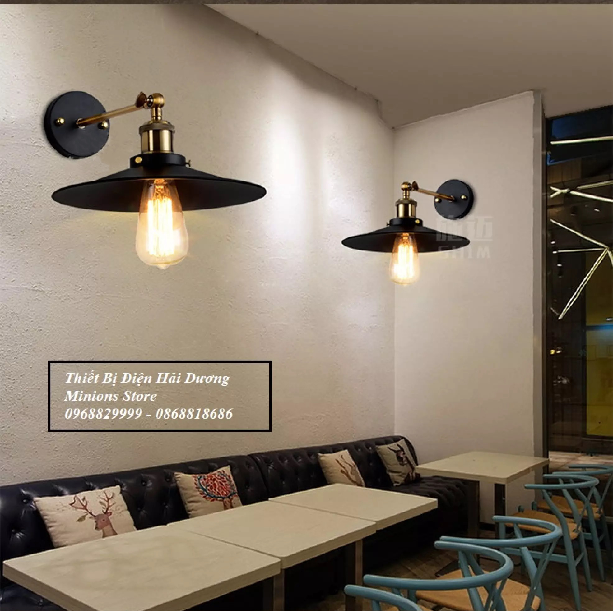 Bộ 2 Đèn treo tường đĩa bay cổ điển TN201 (Đen)