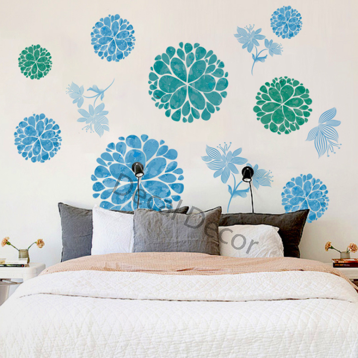 Decal dán tường mẫu bông hoa xanh XH9286 - Giấy cuộn dán nền kính  nền gạch trang trí phòng khách  phòng ngủ - Phụ kiện trang trí nhà cửa - Decor nhà đẹp