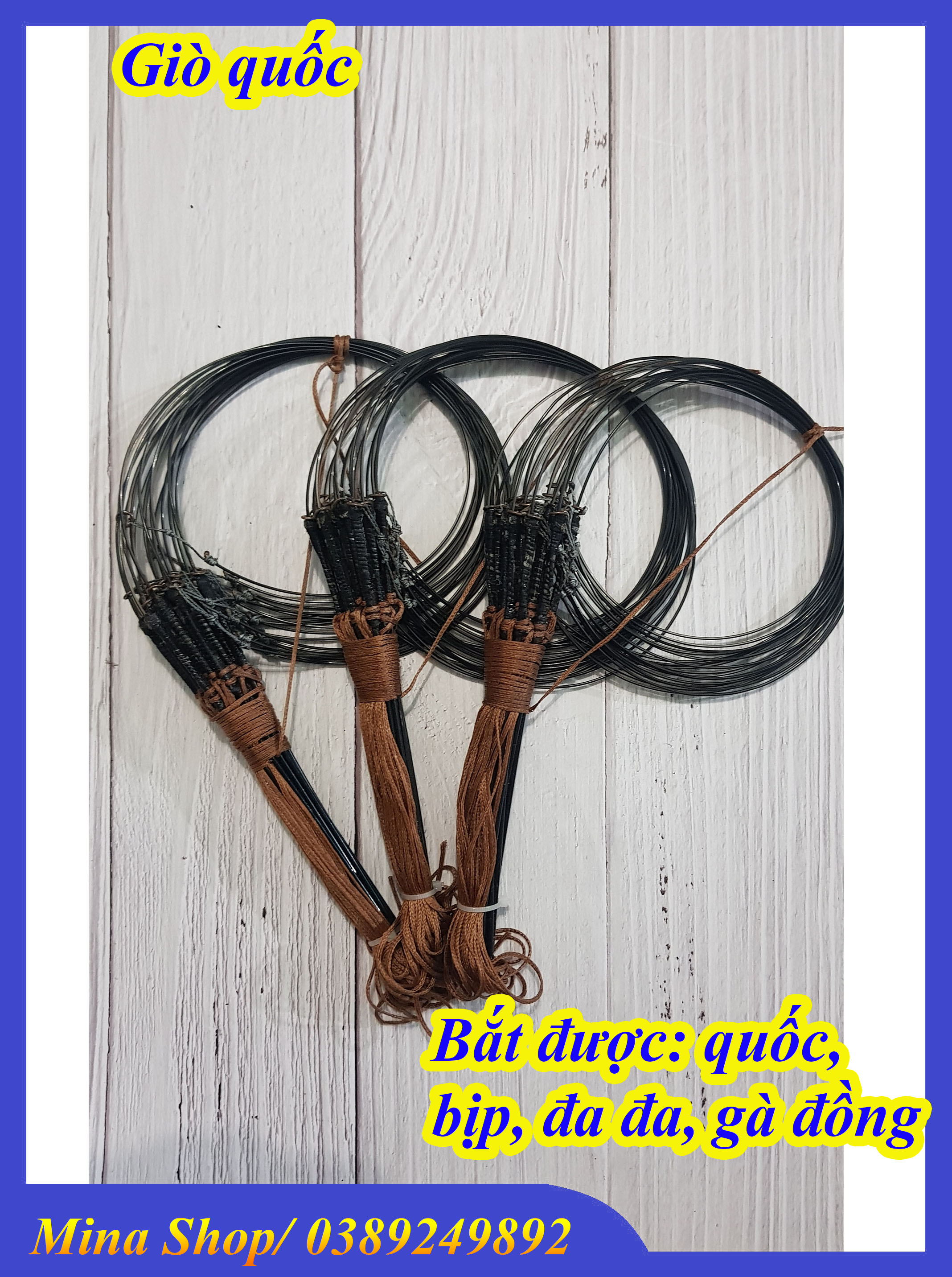 Giò bẫy chim quốc, bịp, đa đa, gà đồng gồm 20 chân dài 4m , cước nhật 100 khoen đồng siêu nhạy