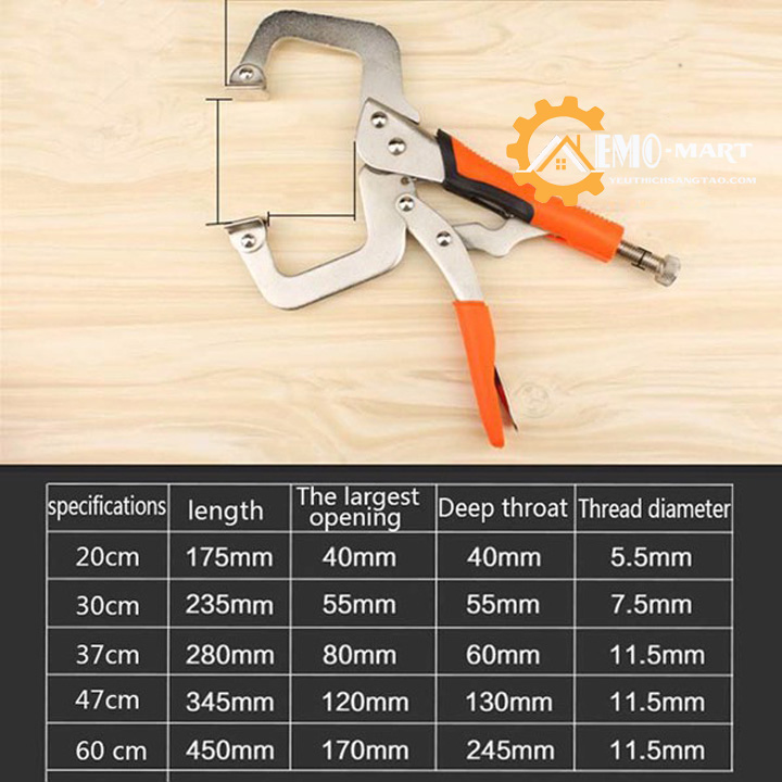 [FreeshipMAX] Kìm kẹp gỗ cường lực 11inch hình chữ C