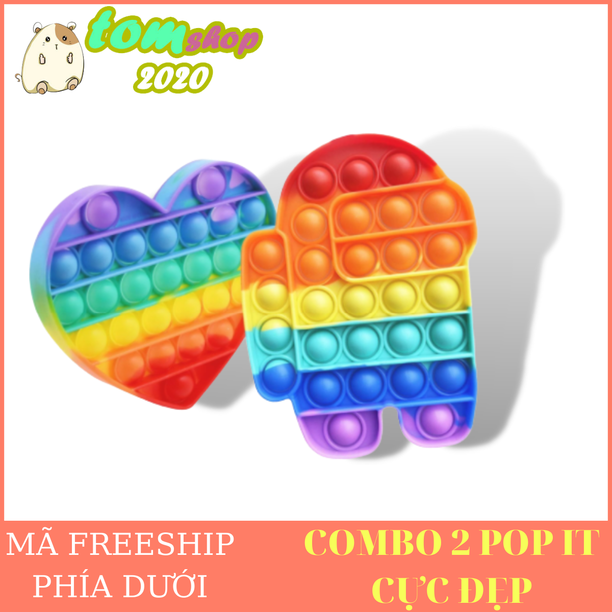Combo 2 mẫu Pop It Mini - Đồ Chơi Bóp Bong Bóng Thư Giãn Xả Stress - pop it among us
