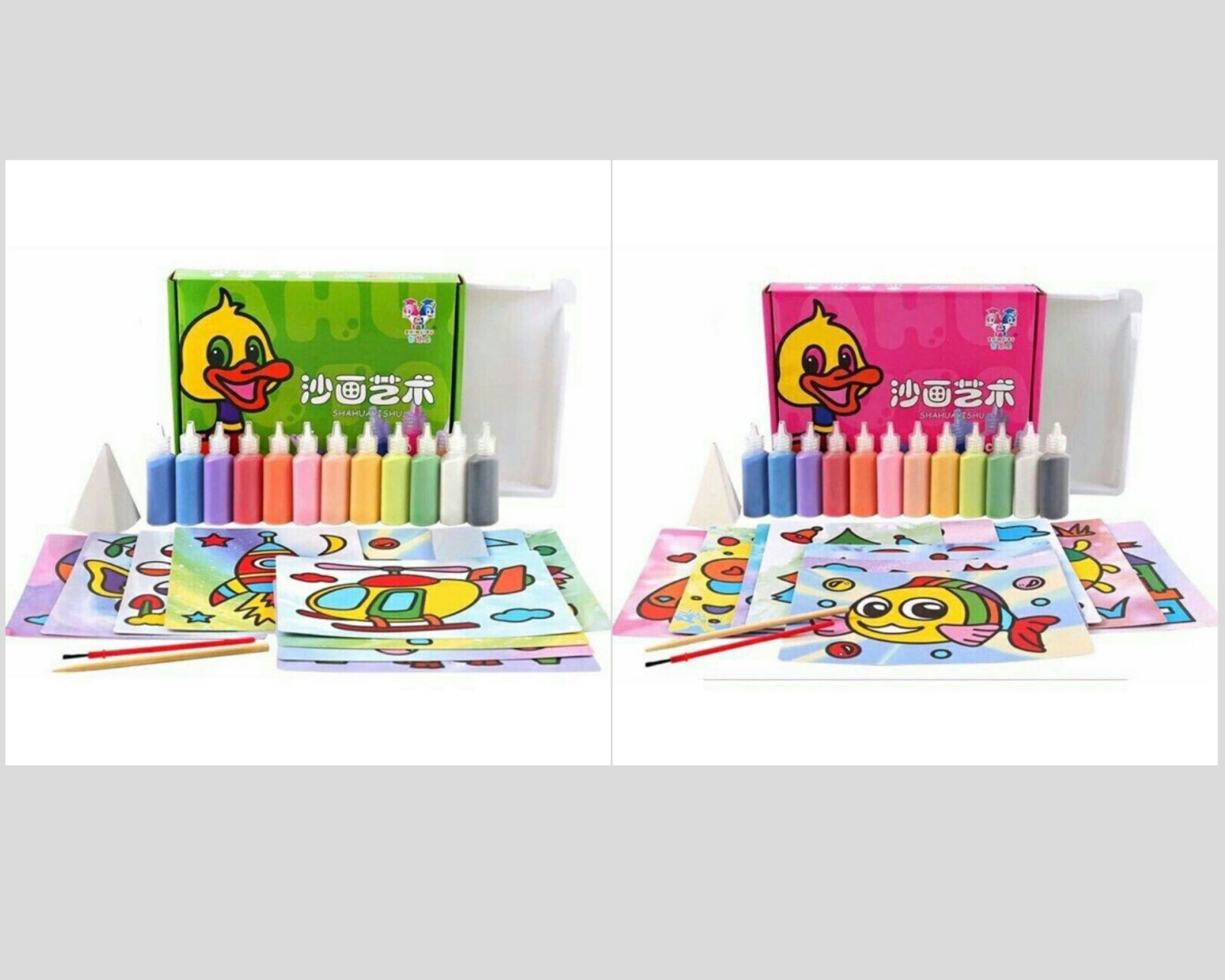 Tranh cát cho bé, bộ 12 tranh + 12 màu cát dikids shop đồ chơi mỹ thuật