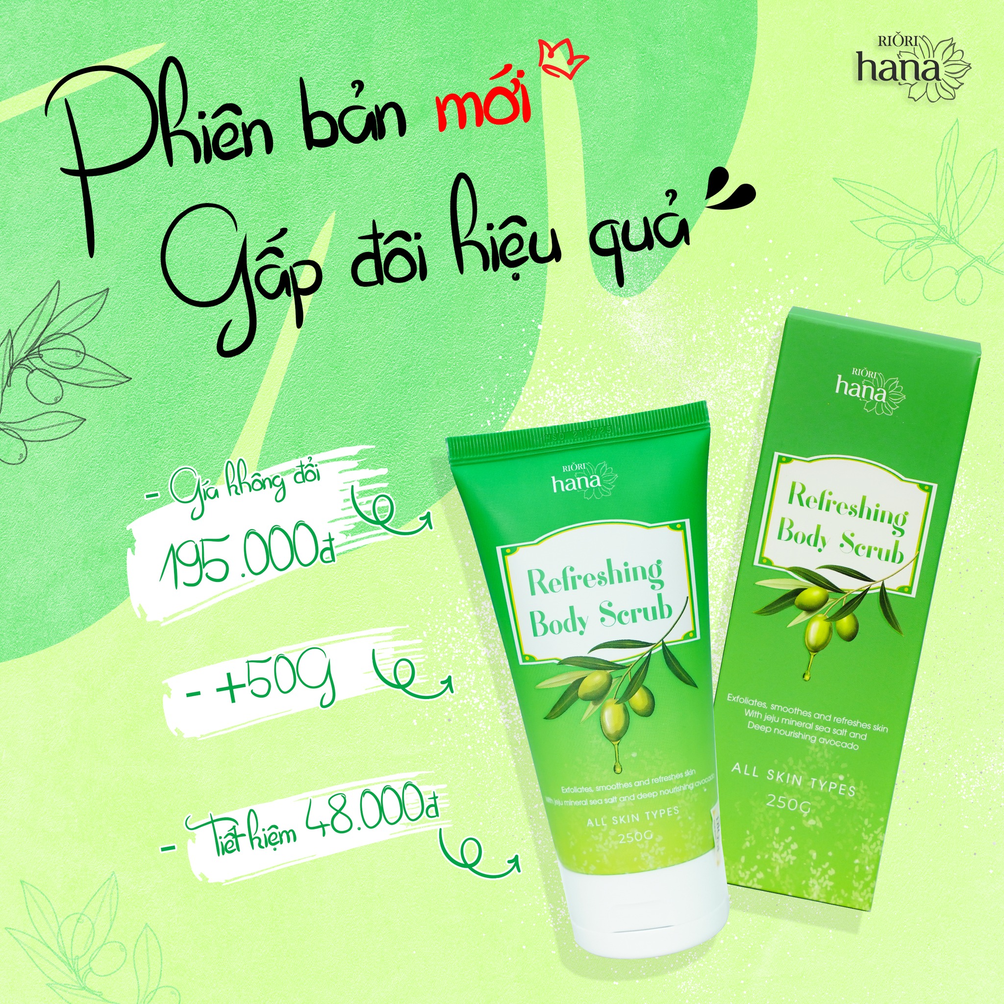 Muối Tẩy Tế Bào Chết Cao Cấp RIORI REFRESHING BODY SCRUB 250g (Mẫu Mới)