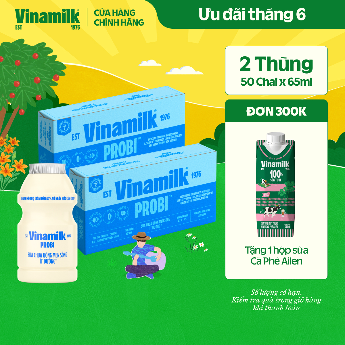 [CHỈ GIAO TRONG 15KM] Thùng Sữa chua uống Probi Ít Đường chai 130ml -24 chai/Thùng Yogurt