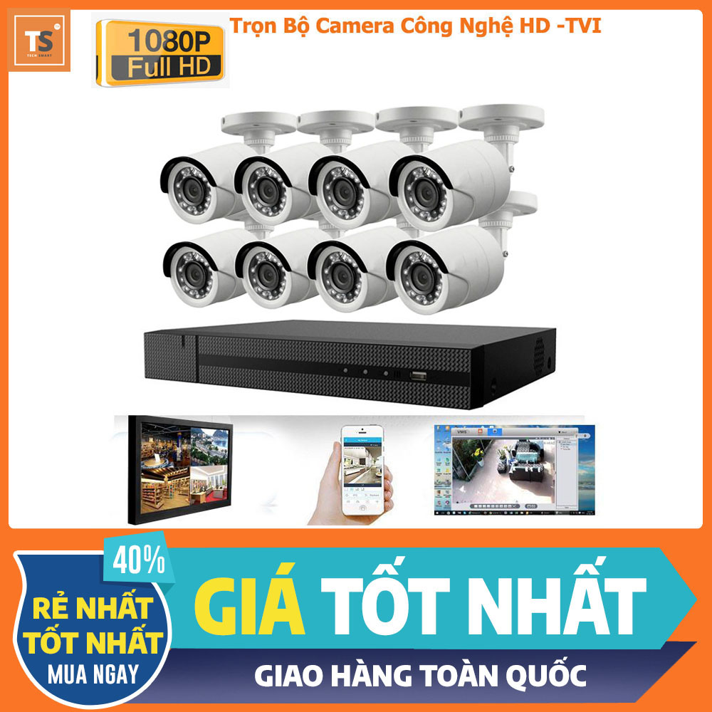 Bộ Camera Quan Sát HD-TVI 8 Kênh 2.0Mp Full HD - Trọn Bộ Camera Giám Sát 8 Kênh HD-TVI Đầy Đủ Phụ Kiện Lắp Đặt – Bảo Hành 2 Năm