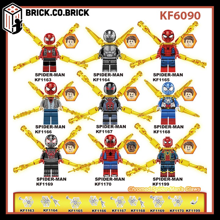Đồ Chơi Lắp Ráp Minifigure Nhân Vật Siêu Anh Hùng Spider Man Người Nhện Mạ Vàng Đuôi Hãng Phim Marvels KF6090