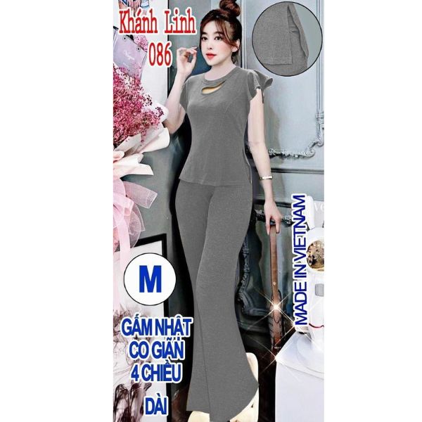 Set đồ bộ quần dài ống bas hàng thiết kế vải gấm nhật co giãn 4 chiều