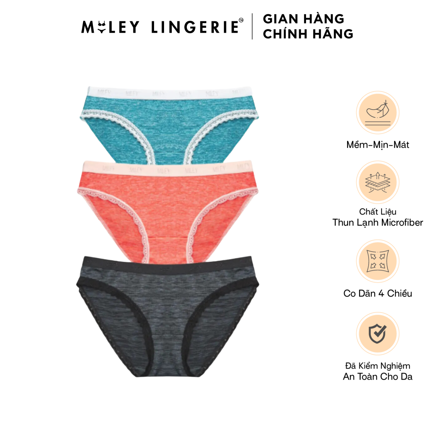 Combo 3 quần lót thun lạnh phối lụa co giãn 4 chiều miley lingerie