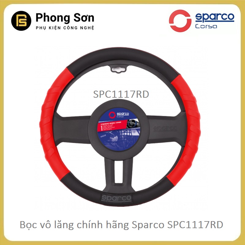 Bọc vô lăng sparco spc1117rd - màu đen đỏ - tặng kèm khăn lau ô tô , bảo hành 03 tháng