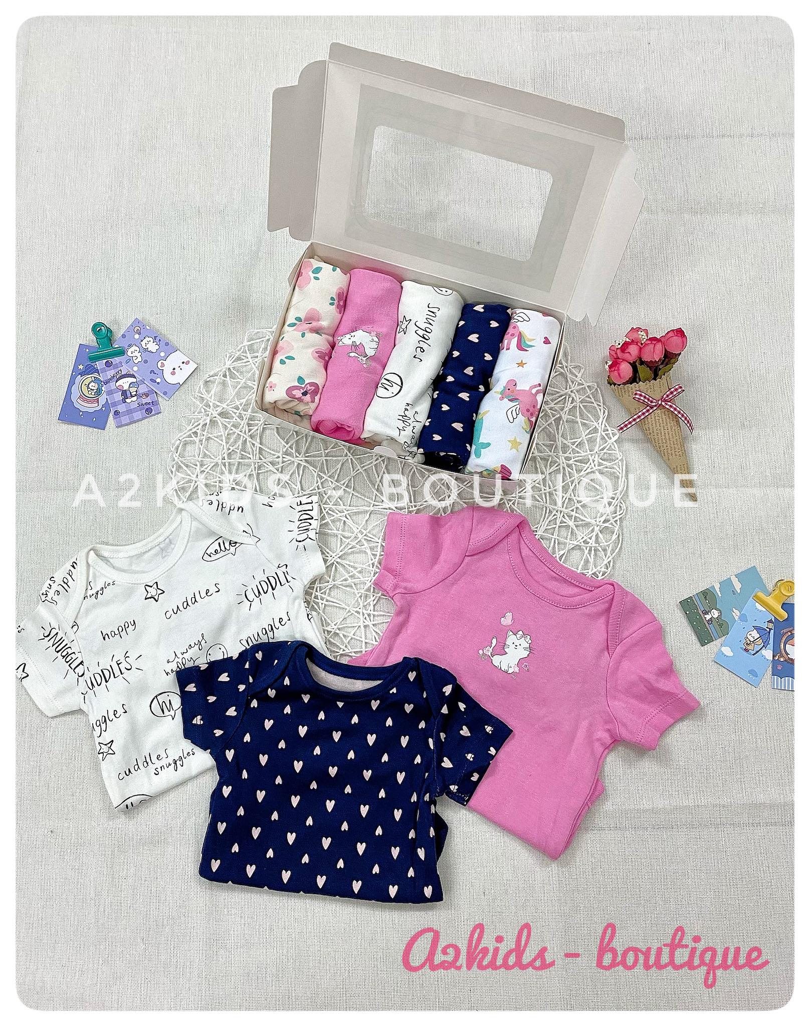 [HCM]Set 5 Bộ Body Chip Ngắn Tay Cho Bé Xuất Dư Chất Vải Cotton Mềm Mại Với Làn Da Bé