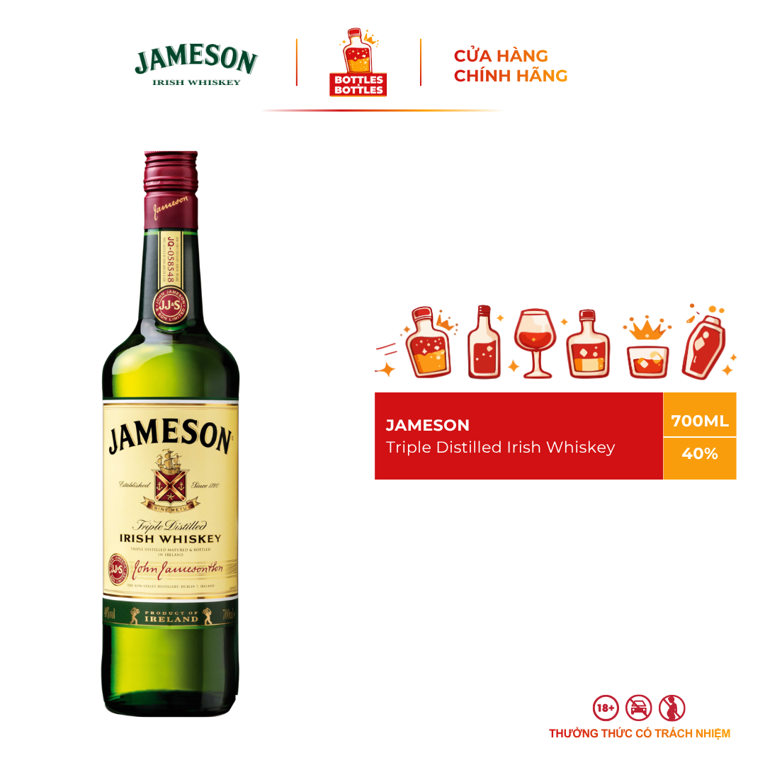 [CHÍNH HÃNG] Rượu Irish Whiskey Jameson - 700ML - 40%