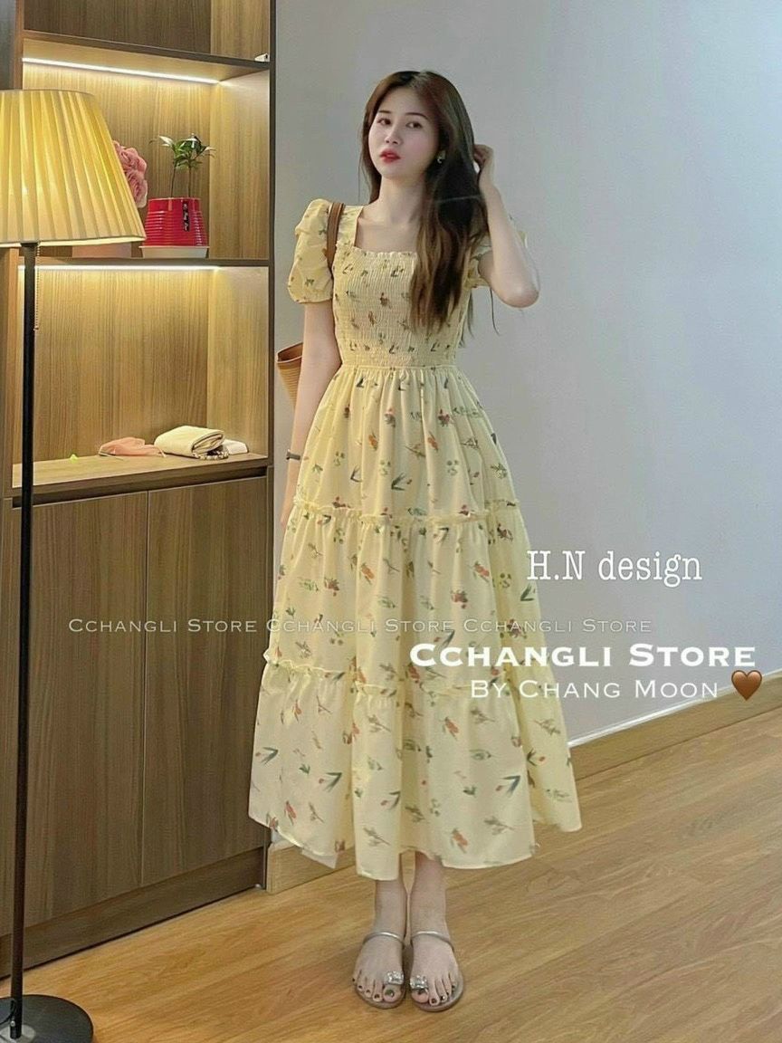 HOÀN TIỀN 15% - Đầm lụa hoa nhí tay pồng phong cách vintage mùa hè ngọt ngào váy tiểu thư tay phồng Hàn Quốc thanh lịch