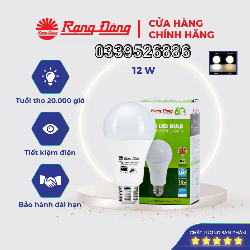 Bóng đèn LED bulb 12W Rạng Đông - SAMSUNG ChipLED