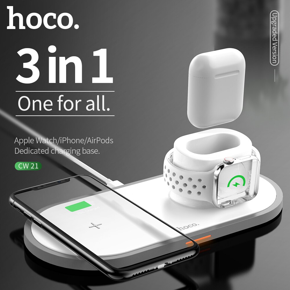 Sạc không dây 3 in 1 hoco cw21,cw24,cw33 chính hãng