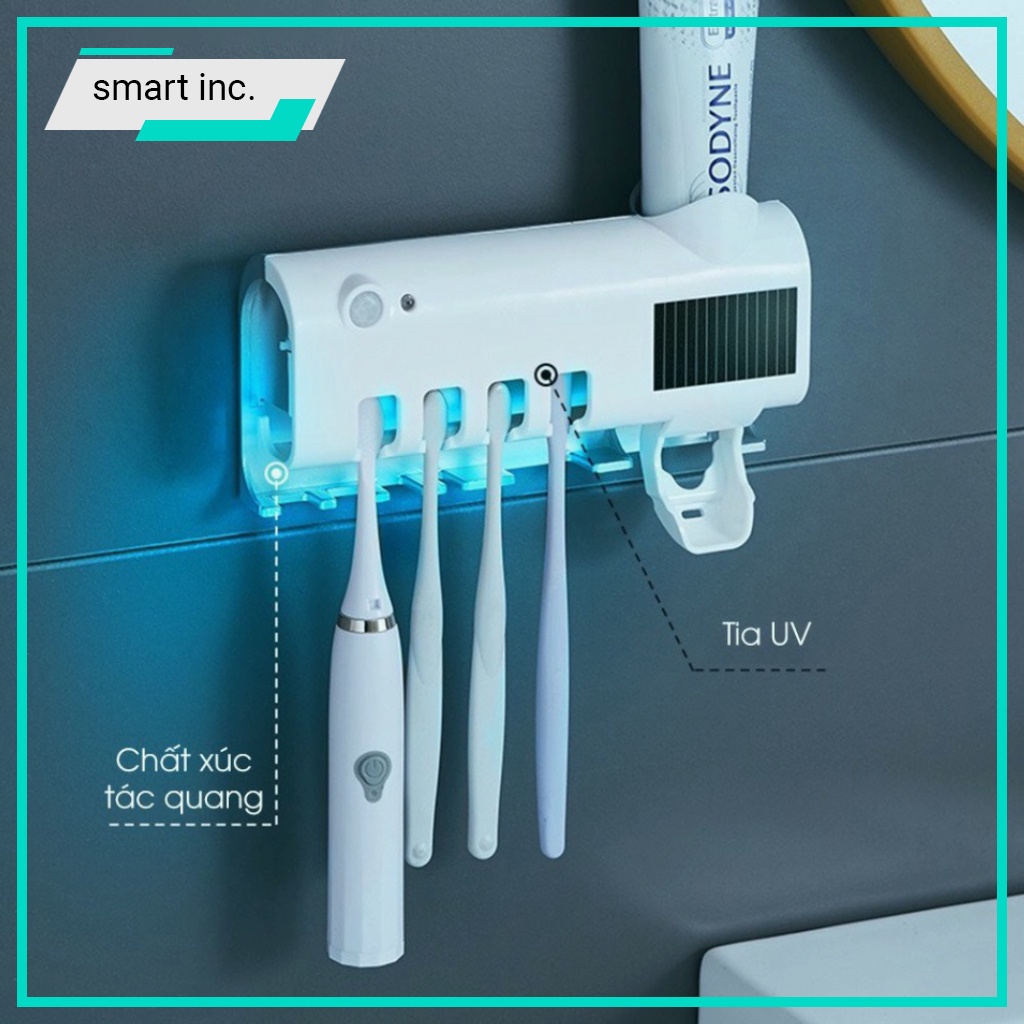 Giá treo bàn chải đánh răng máy khử trùng nhả kem đánh răng kệ để bàn chải kem đánh răng diệt khuẩn tia uv