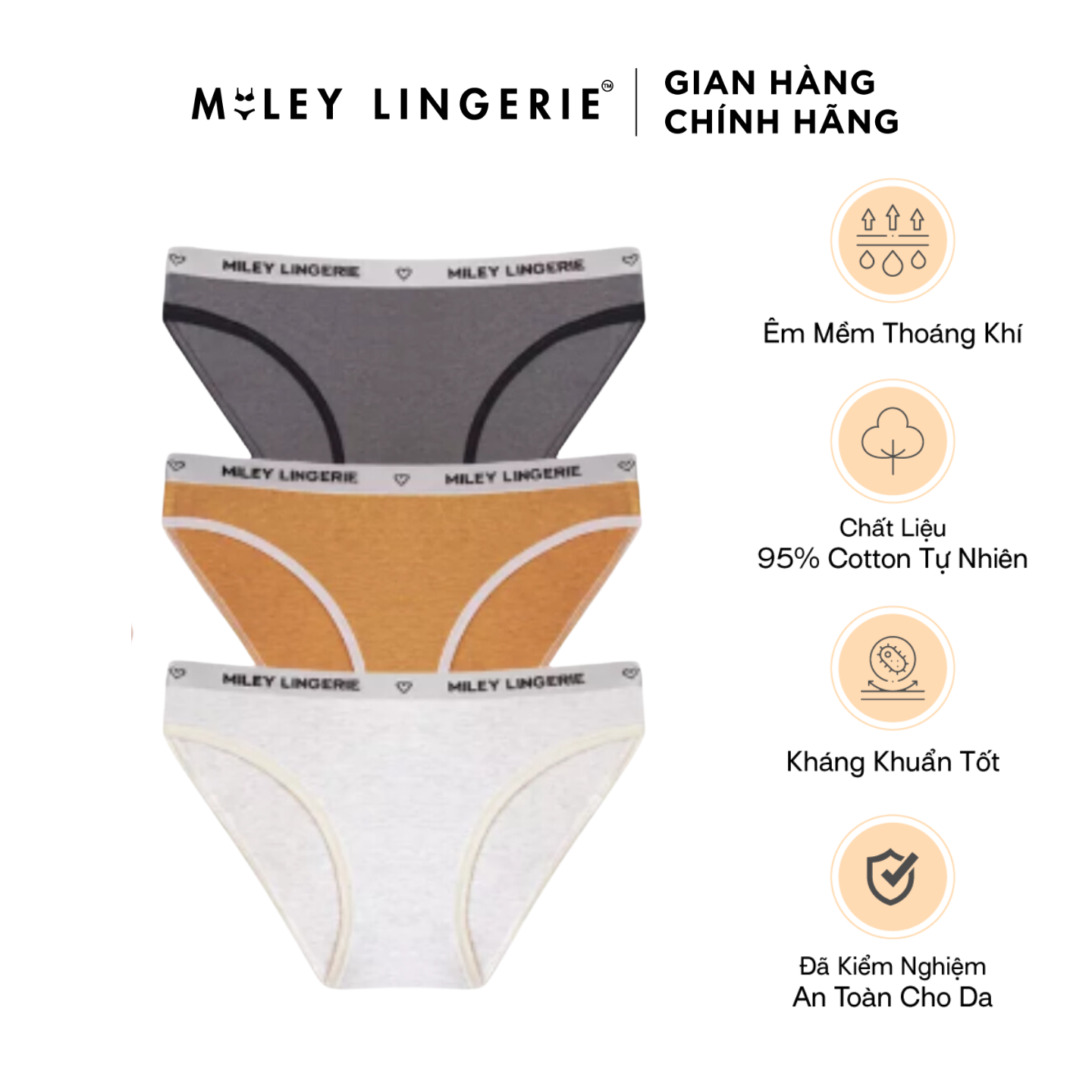 Combo 3 Quần Lót Nữ Melange Active Chất Liệu Tự Nhiên Kháng Khuẩn Tốt Miley Lingerie