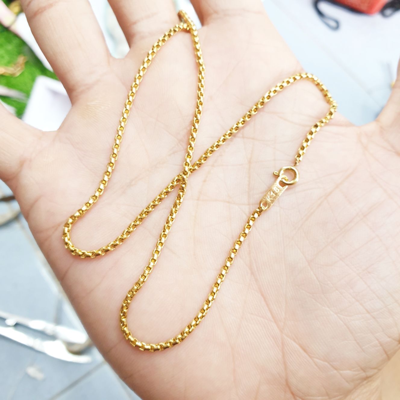 (Có ký hiệu- Dùng lâu dài) Dây chuyền ống vuông 2mm titanium cao cấp- Dùng tắm rửa thoải mái không đ